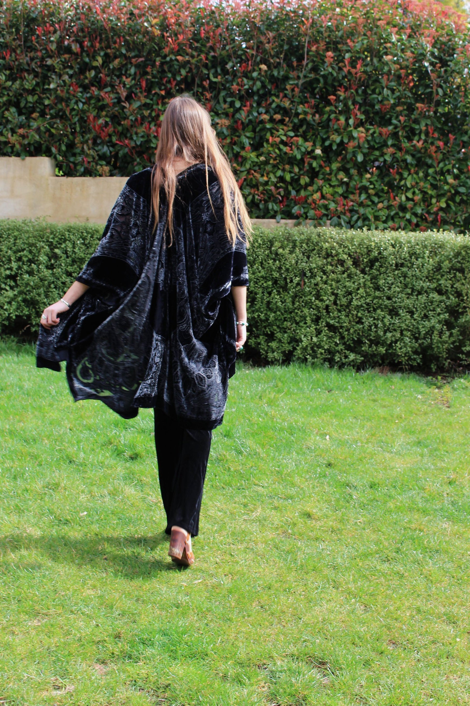 Boho Kimono Cardigan - Boho Velvet Kimono - Short Kimono Robe - Velvet Poncho - Kimono Jacket Black - Kimono Jacket Plus Size - Gift For Her