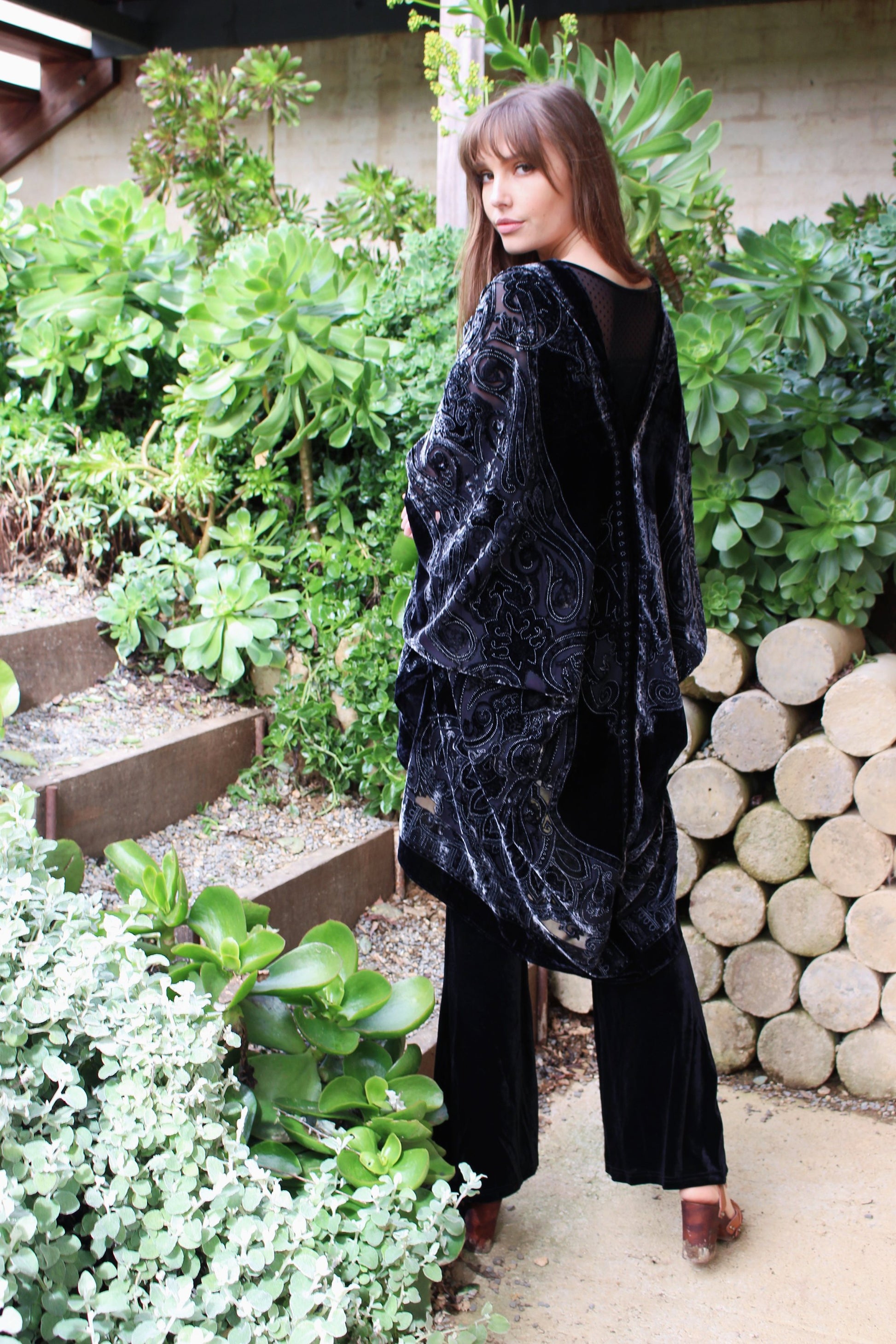 Boho Kimono Cardigan - Boho Velvet Kimono - Short Kimono Robe - Velvet Poncho - Kimono Jacket Black - Kimono Jacket Plus Size - Gift For Her