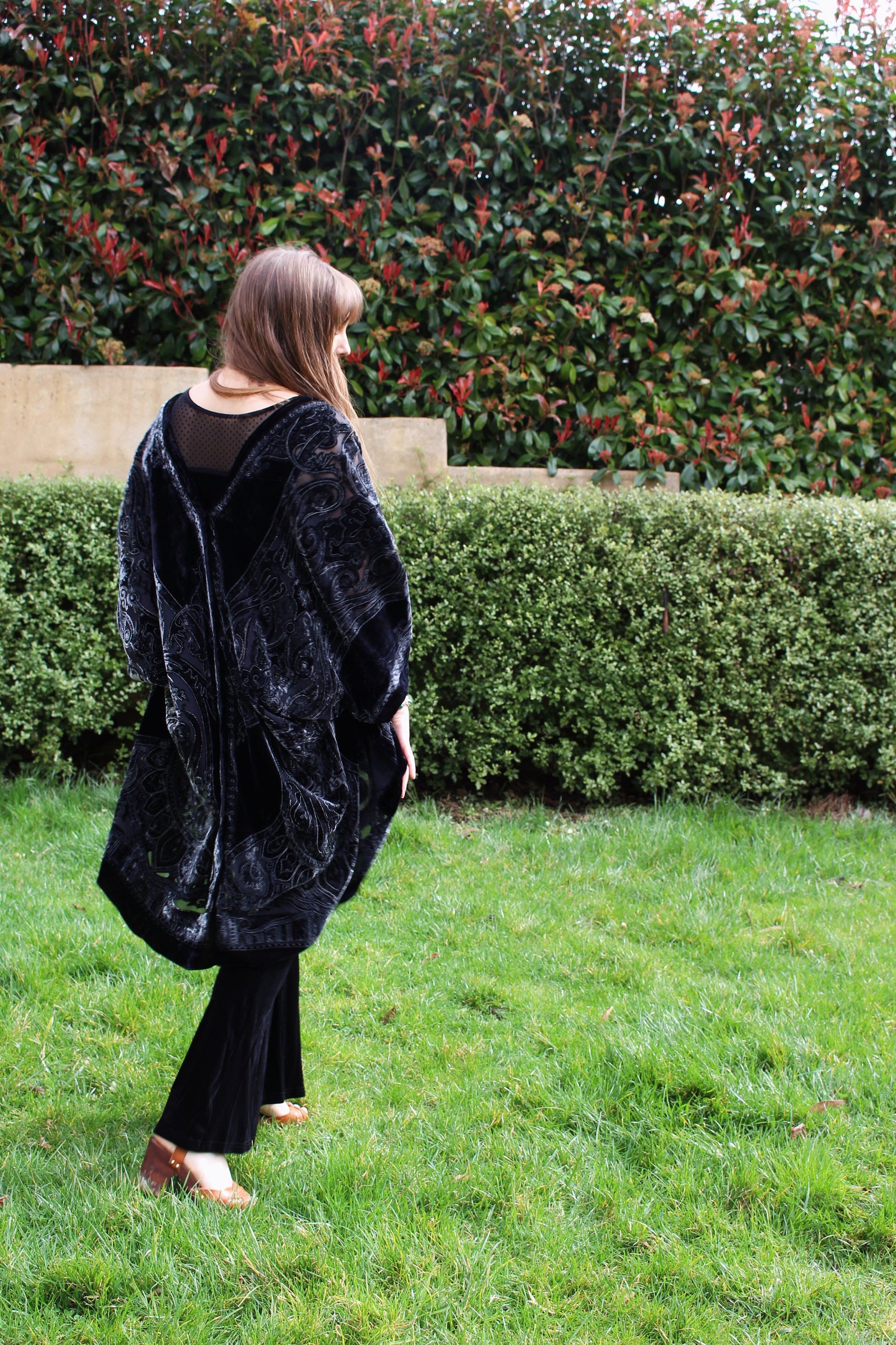 Boho Kimono Cardigan - Boho Velvet Kimono - Short Kimono Robe - Velvet Poncho - Kimono Jacket Black - Kimono Jacket Plus Size - Gift For Her