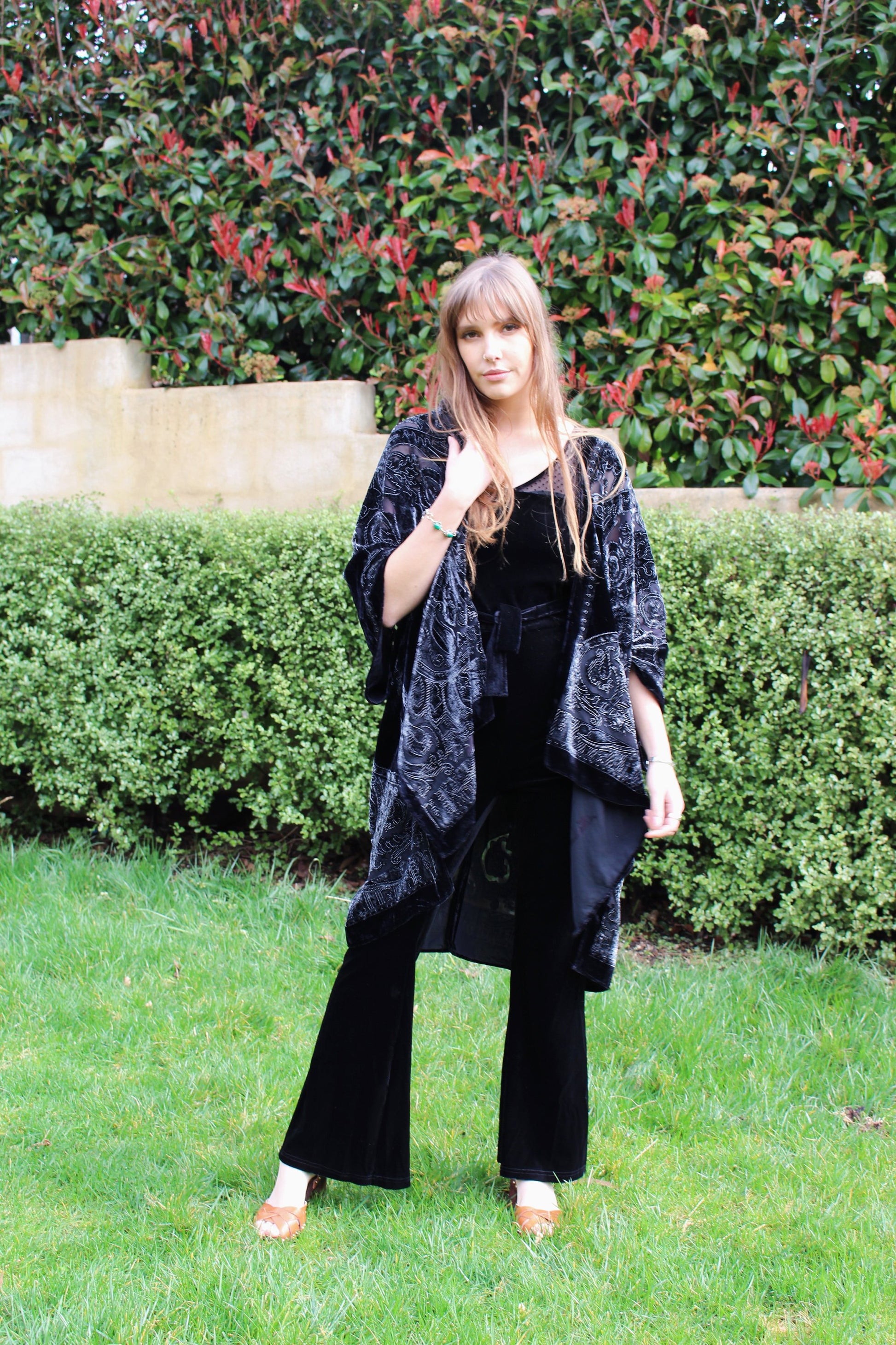 Boho Kimono Cardigan - Boho Velvet Kimono - Short Kimono Robe - Velvet Poncho - Kimono Jacket Black - Kimono Jacket Plus Size - Gift For Her