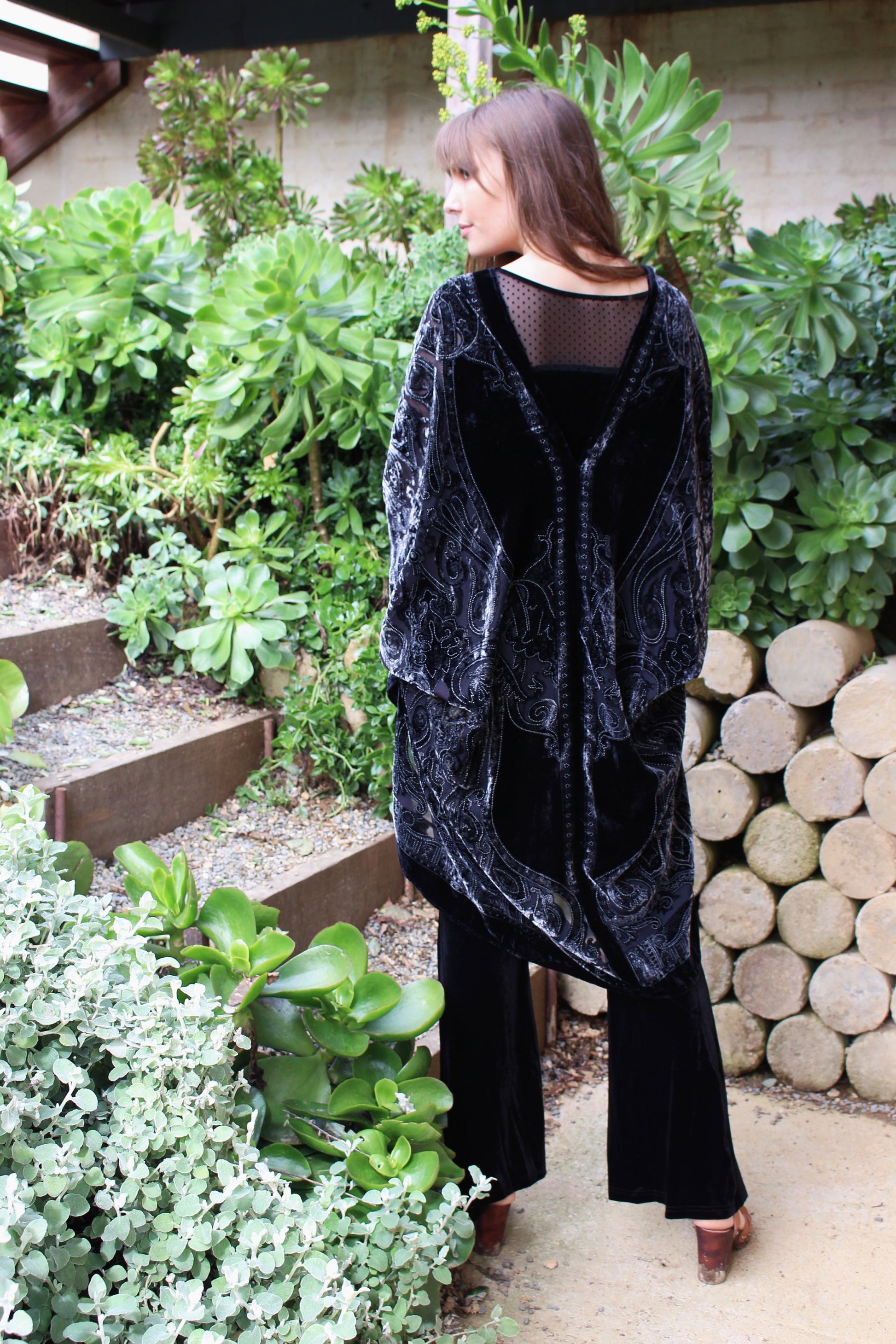 Boho Kimono Cardigan - Boho Velvet Kimono - Short Kimono Robe - Velvet Poncho - Kimono Jacket Black - Kimono Jacket Plus Size - Gift For Her