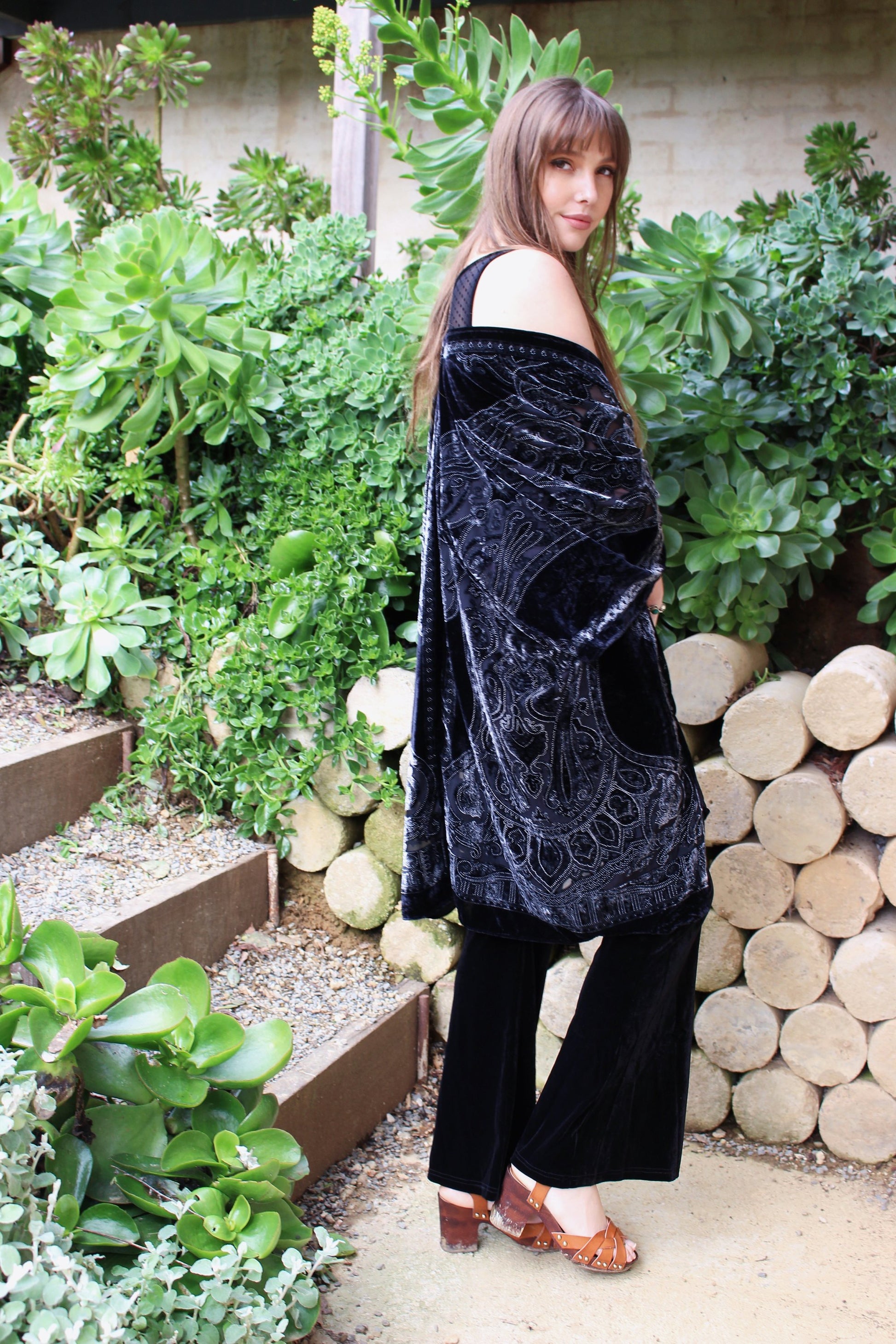 Boho Kimono Cardigan - Boho Velvet Kimono - Short Kimono Robe - Velvet Poncho - Kimono Jacket Black - Kimono Jacket Plus Size - Gift For Her