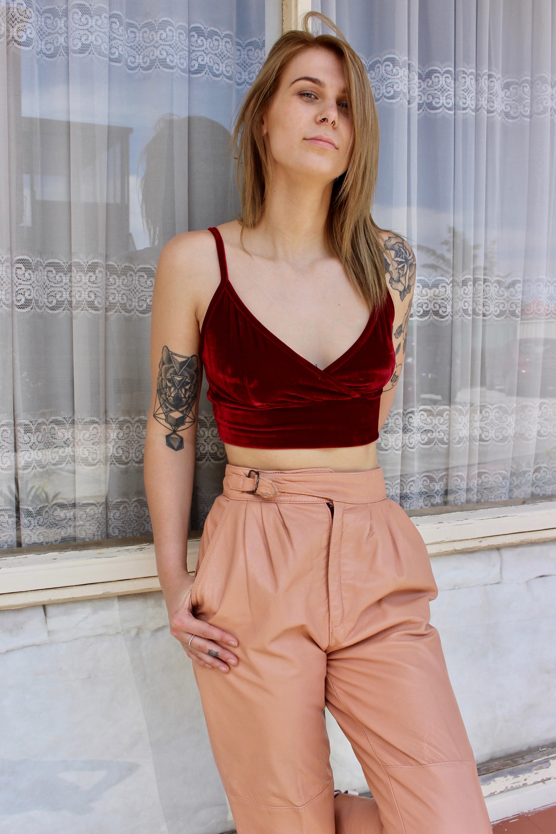 Baggy Pants Woman - Pink Gift For Girlfriend - Boho Festival Pants - Leather Pants - Leather Gift Ideas For Her - Tight Leather Pants