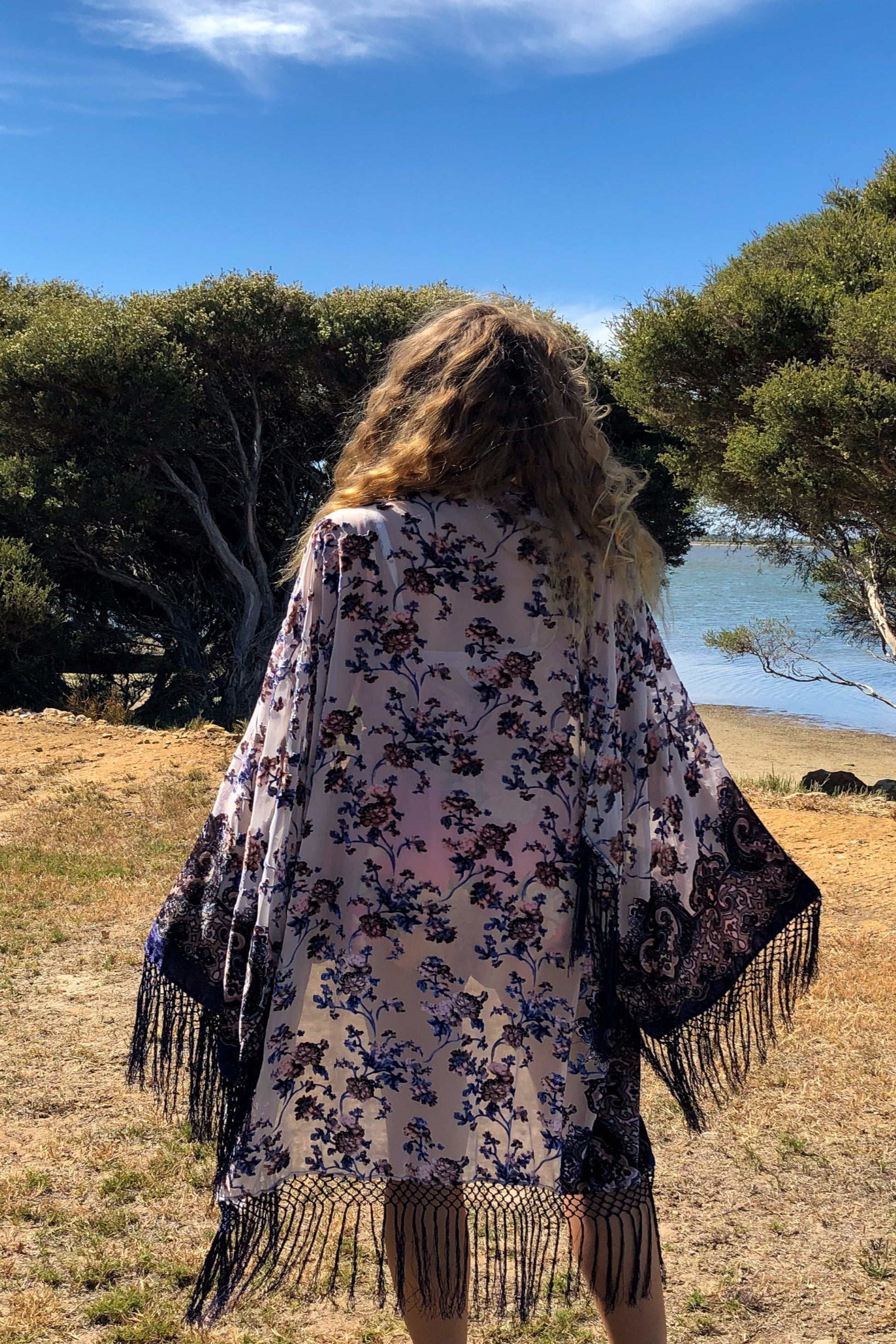Velvet Kimono Jacket - Plus Size Kimono - Festival Kimono - Silk Kimono Robe - Boho Kimono Robe - Fringe Boho Brides Robe - Boho Gift Wife