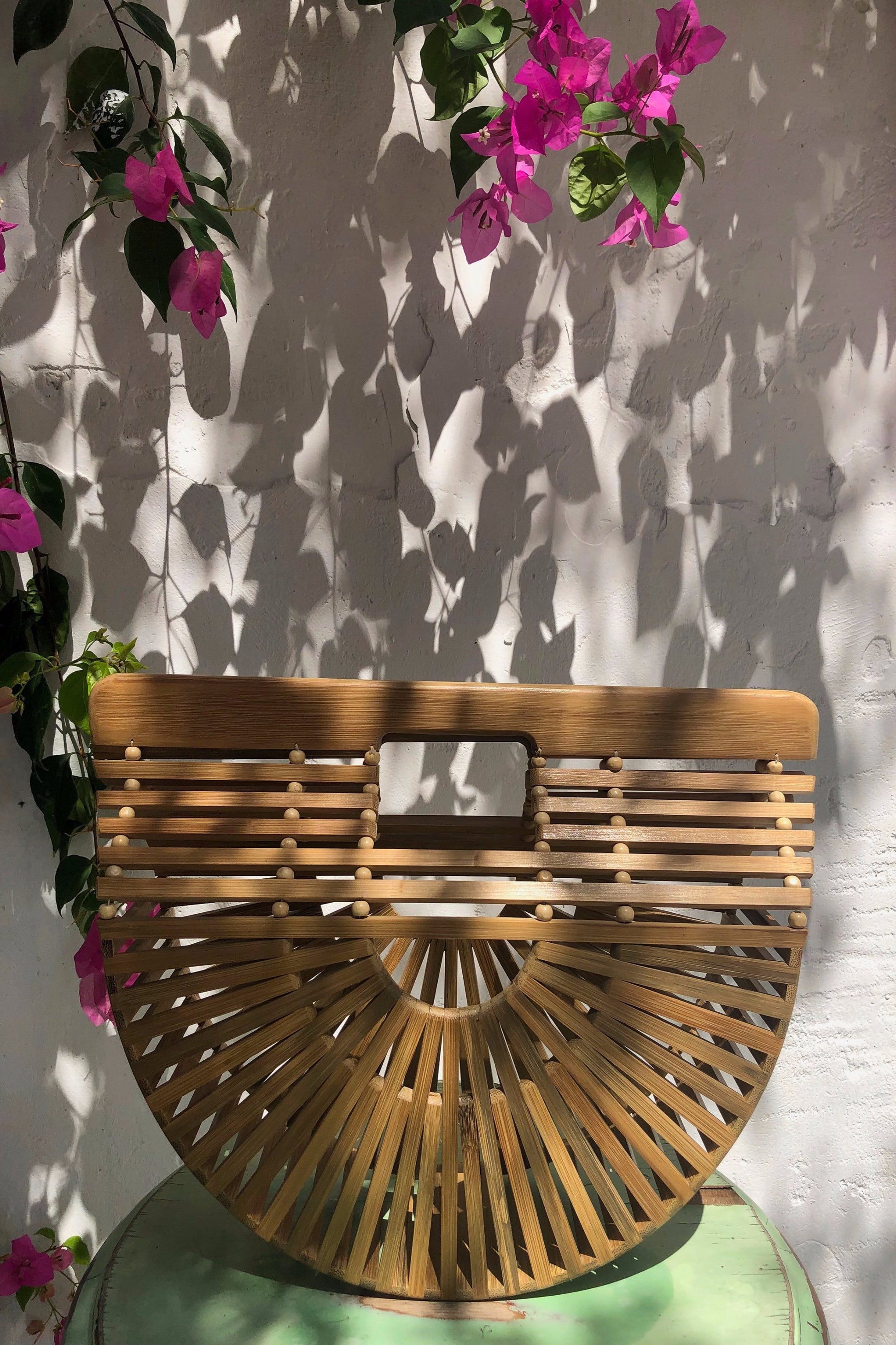 Bamboo Bag - Boho Ethnic Bag - Unusual Gifts For Women - Ark Bag - Half Moon Bag - Rattan Bag - Oversized Bag - Vegan Clutch Purse