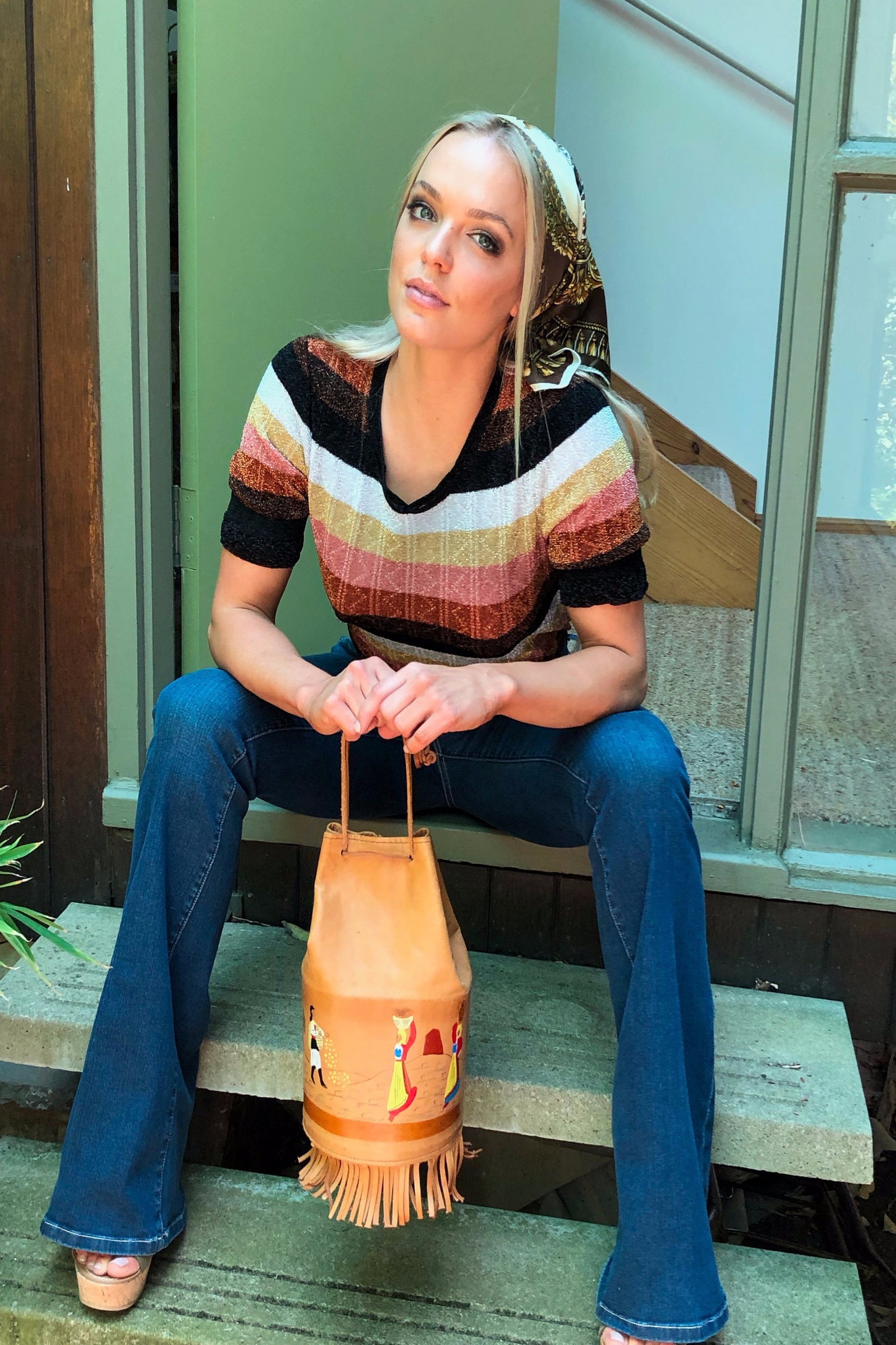 Bucket Bag - Leather Shoulder Bag Gift - Leather Bucket Bag - Leather Casual Bag - Bohemian Leather Bag - Hand Tooled Leather Purse