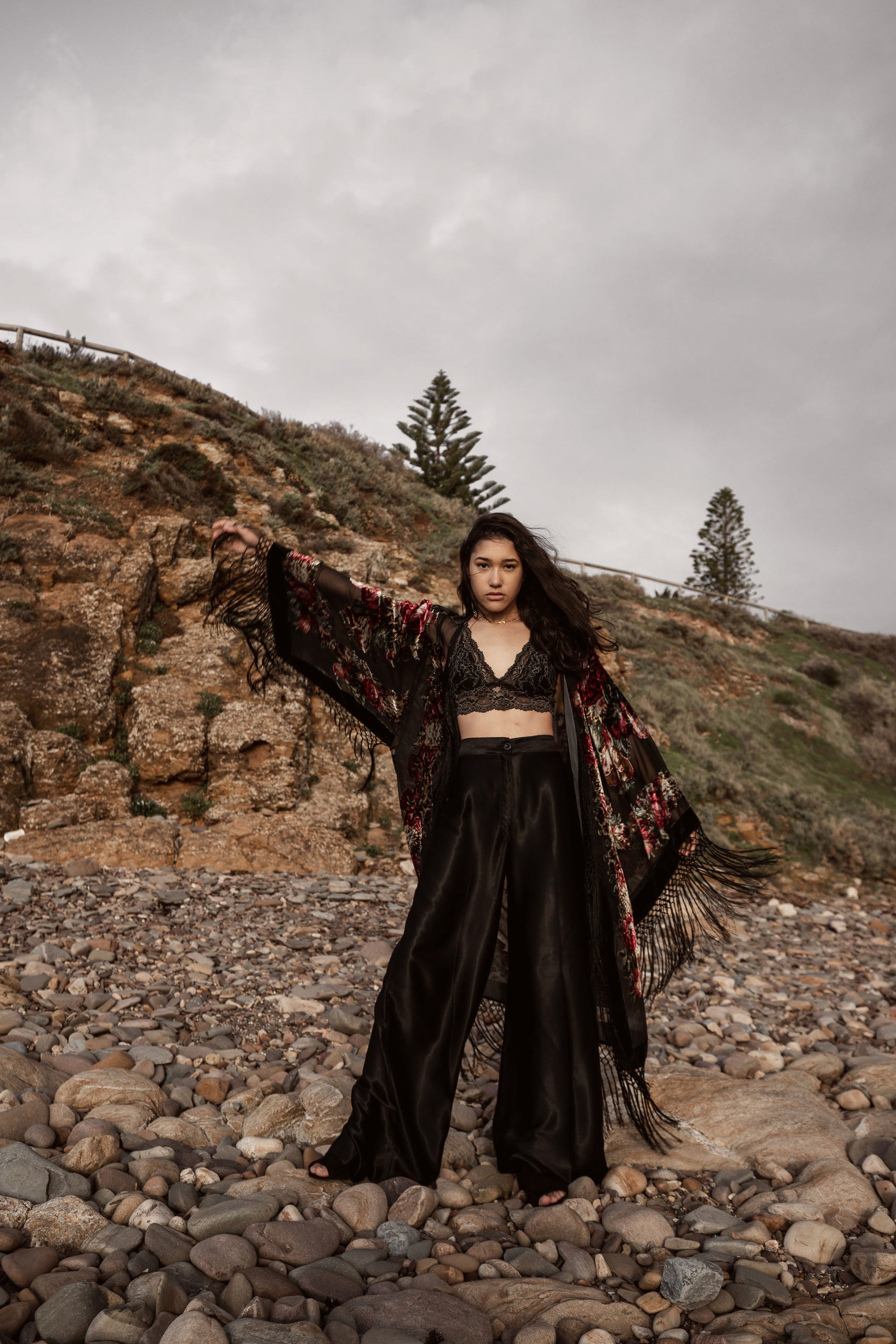 Boho Bridal Kimono Robe - Burnout Velvet Kimono - Fringed Velvet Kimono - Plus Size Kimono - Swimsuit Coverup - Boho Kimono  - Silk Kimono
