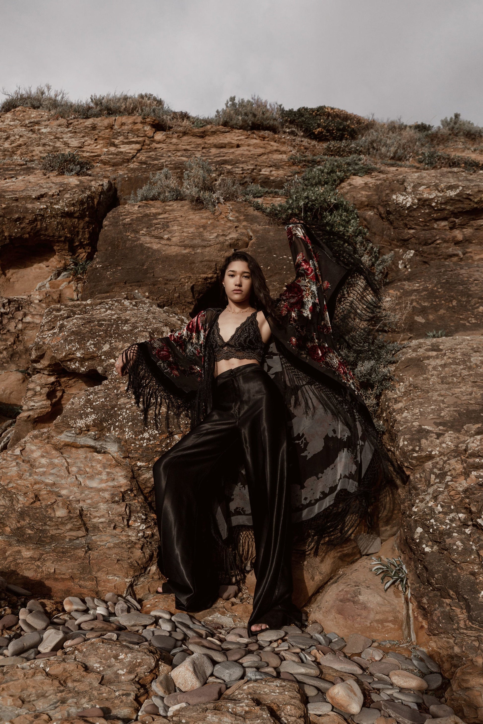 Boho Bridal Kimono Robe - Burnout Velvet Kimono - Fringed Velvet Kimono - Plus Size Kimono - Swimsuit Coverup - Boho Kimono  - Silk Kimono