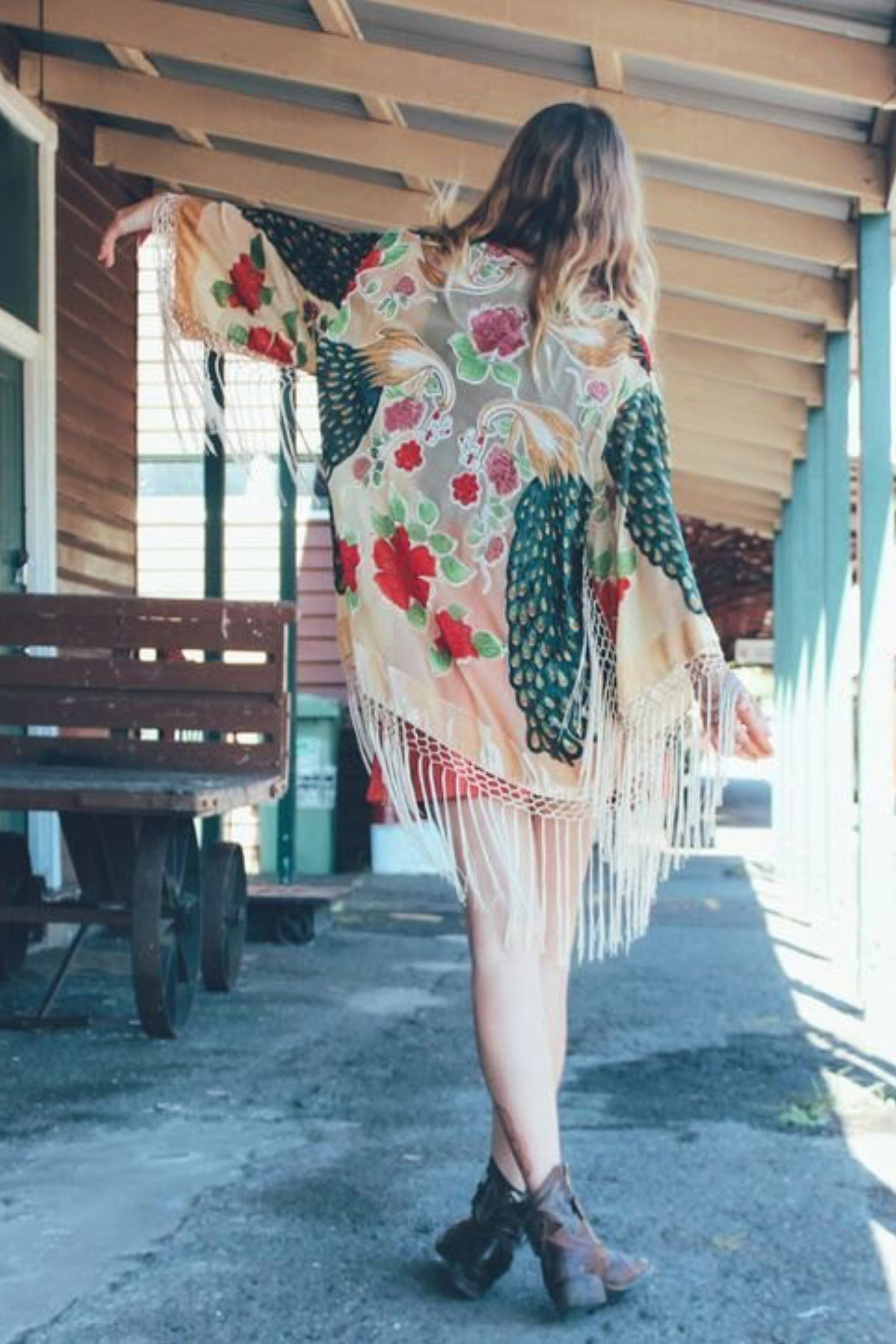 Gypsy Velvet Kimono - Fringe Kimono Jacket - Festival Kaftan Kimono - Hippie Festival Kimonos For Women - Bohemian Wife Clothing Gift