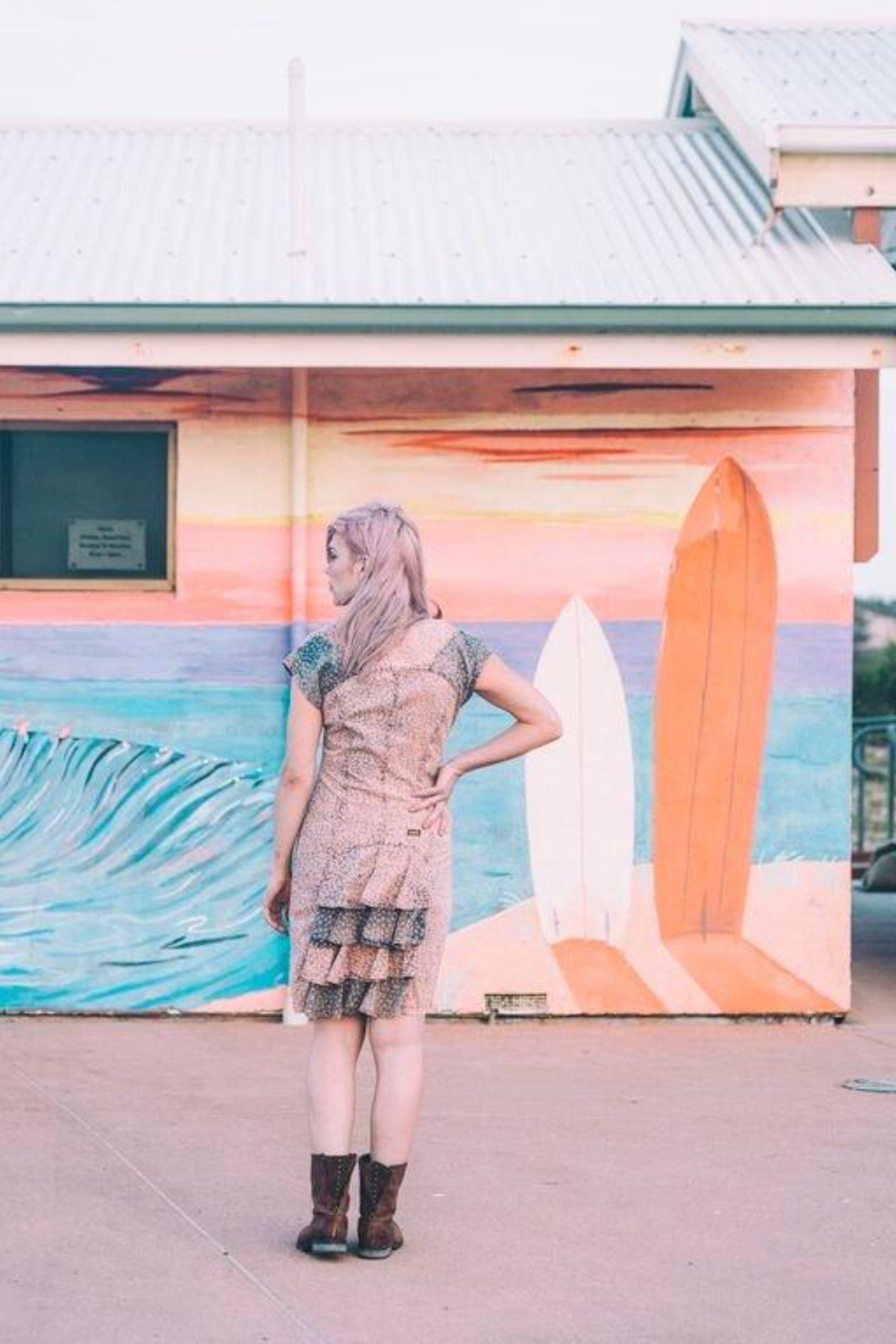 Boho Gypsy Style Dresses - Body-Con With Sleeves - Bohemian Festival Mini Dress -  Midi Dress For Wife - Acid Wash - Spring Pencil Dress