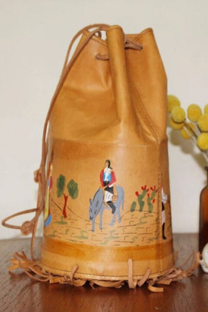 Bucket Bag - Leather Shoulder Bag Gift - Leather Bucket Bag - Leather Casual Bag - Bohemian Leather Bag - Hand Tooled Leather Purse