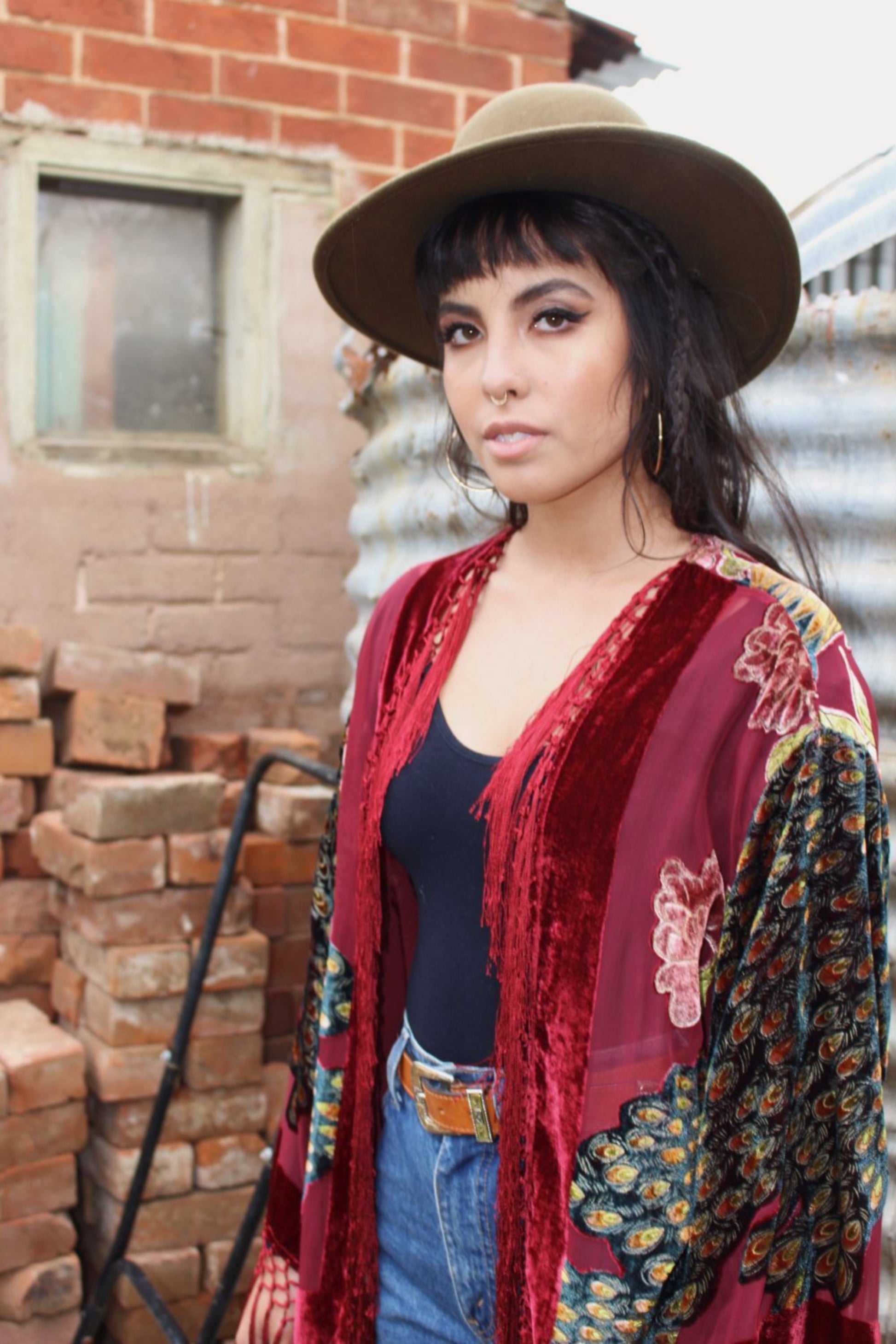 Silk Kimono For Gift - Kimono Robe For Honeymoon - Boho Velvet Kimono -  Bohemian Fringed Kimono  - Peacock Kimono Robe - Silk Gypsy Kimono