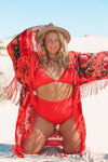 Southern Rose Red - Wide Sleeve Robe