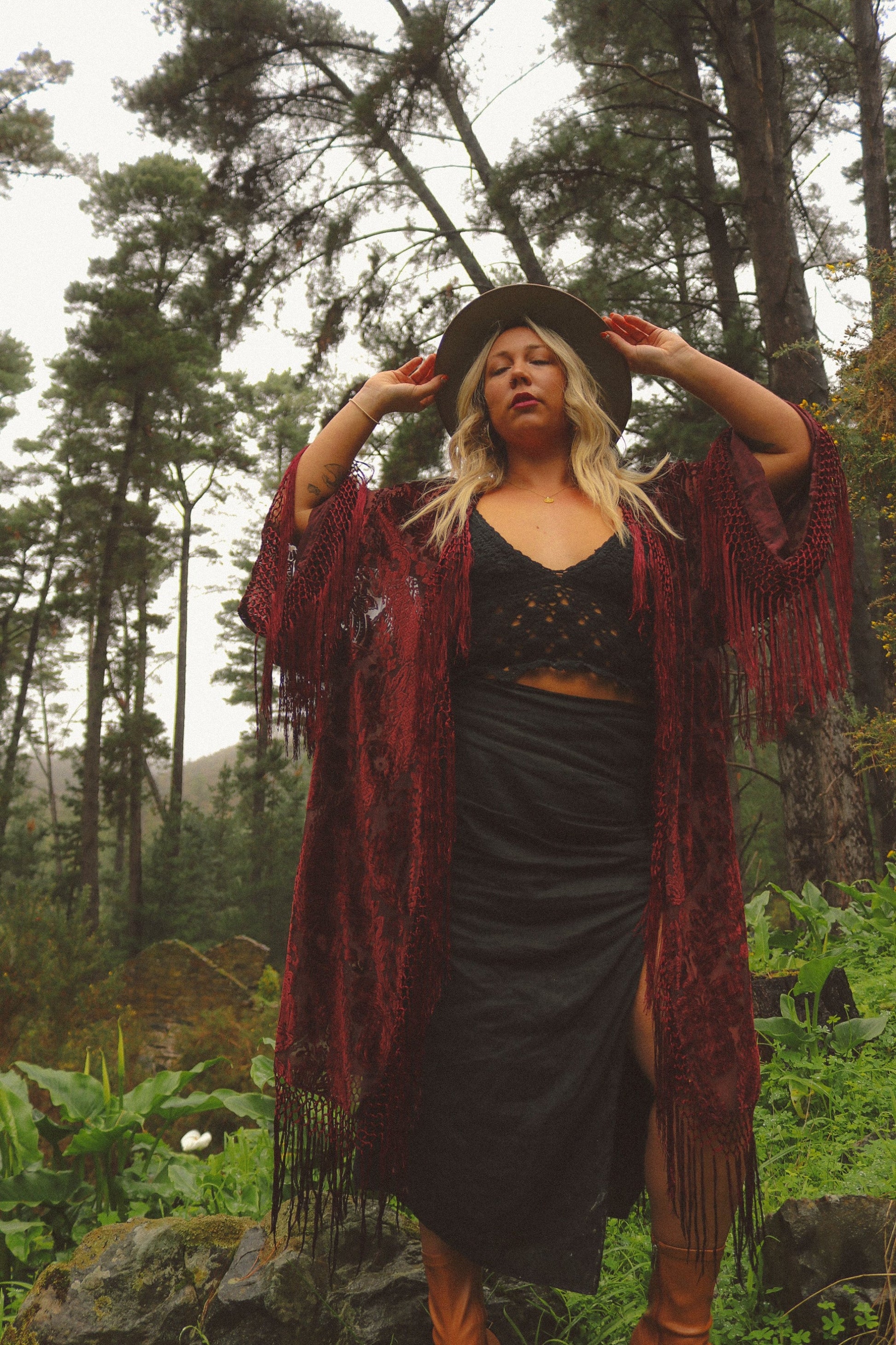 Only Lovers Left - Wide Sleeve Robe in Port