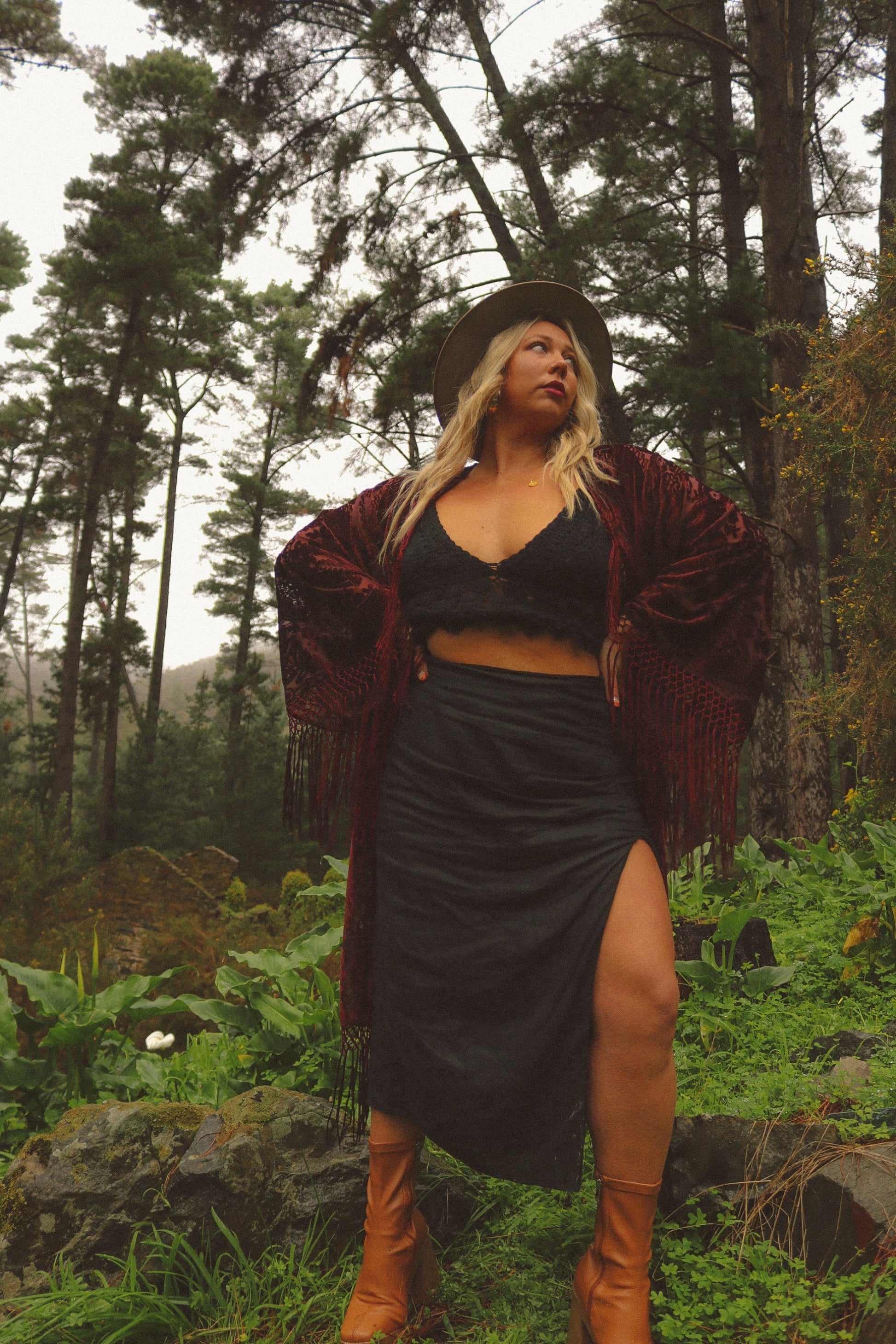 Only Lovers Left - Wide Sleeve Robe in Port