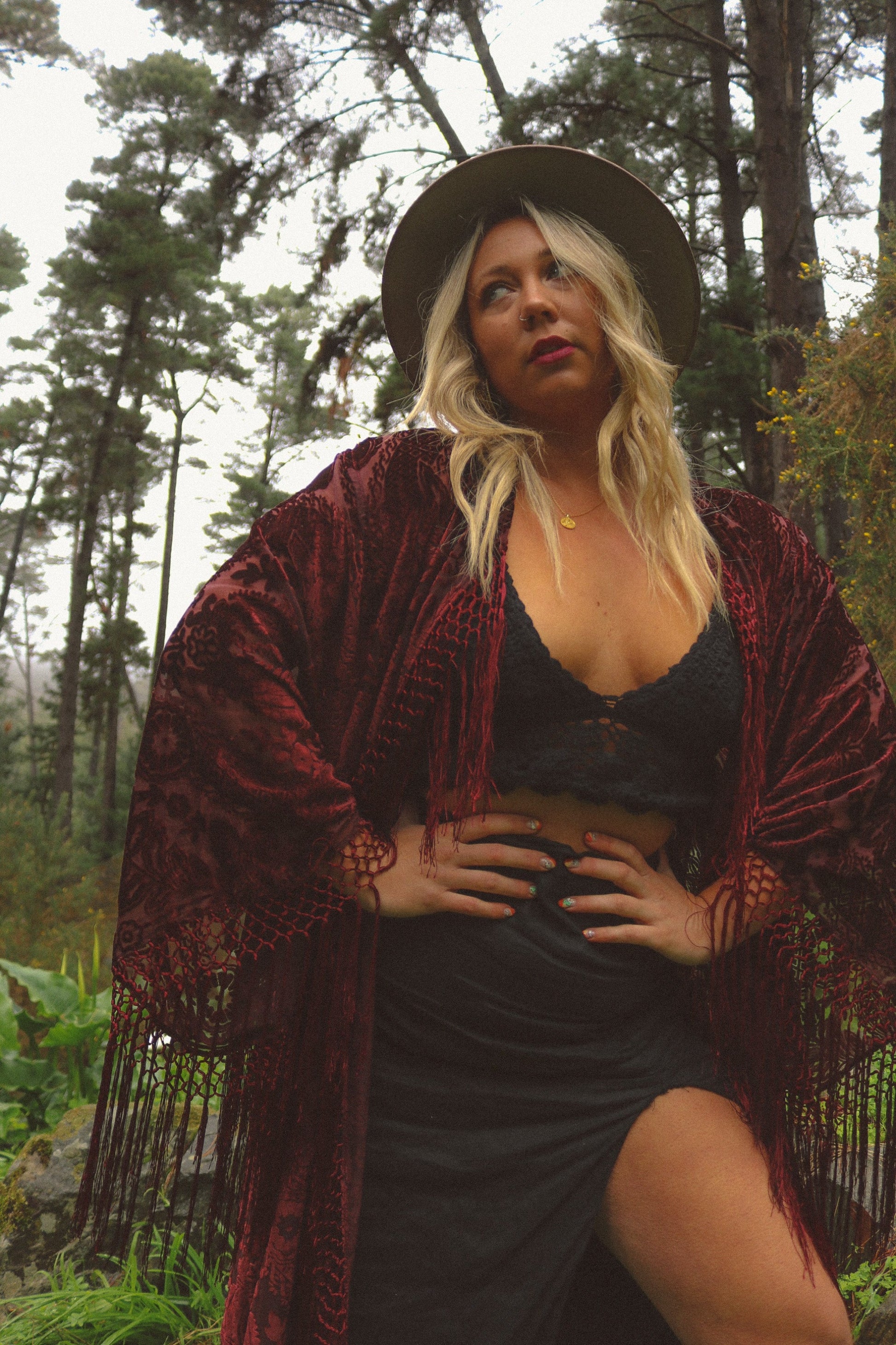 Only Lovers Left - Wide Sleeve Robe in Port