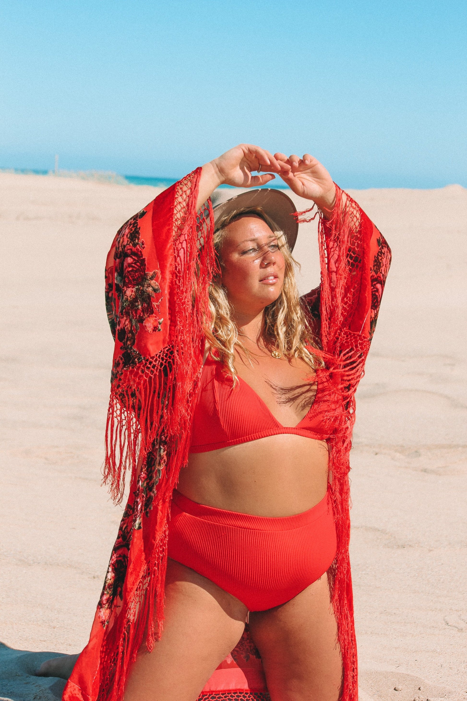 Southern Rose Red - Wide Sleeve Robe