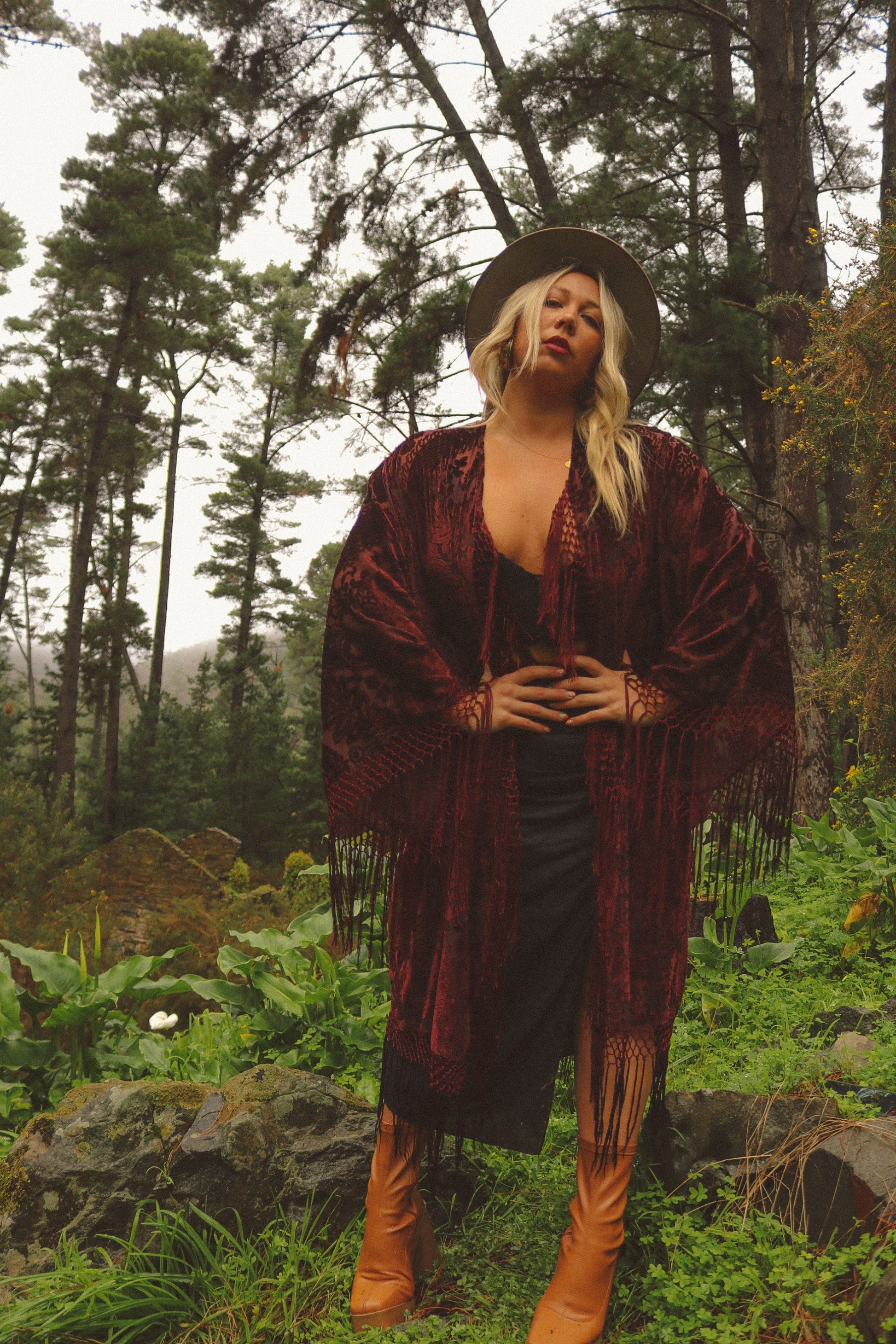 Only Lovers Left - Wide Sleeve Robe in Port