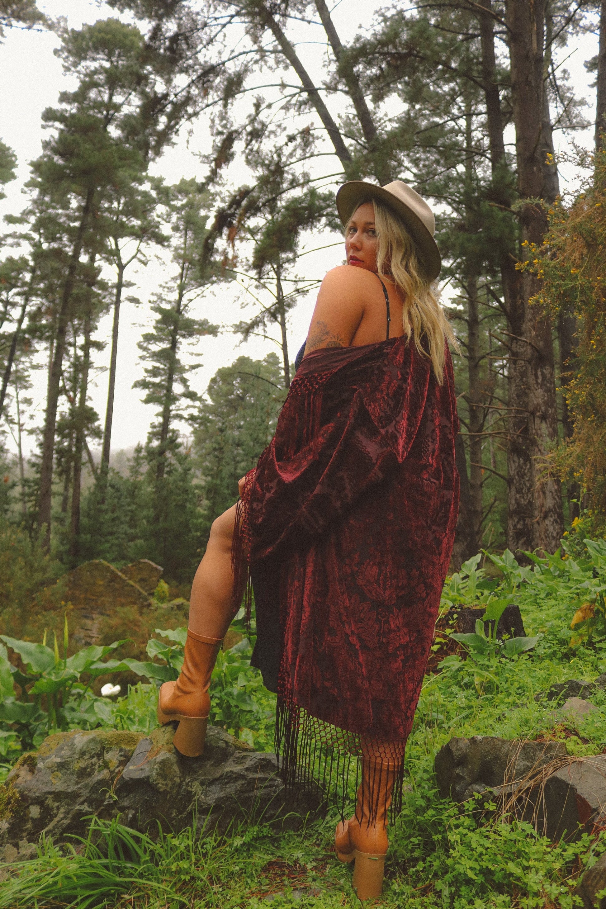 Only Lovers Left - Wide Sleeve Robe in Port