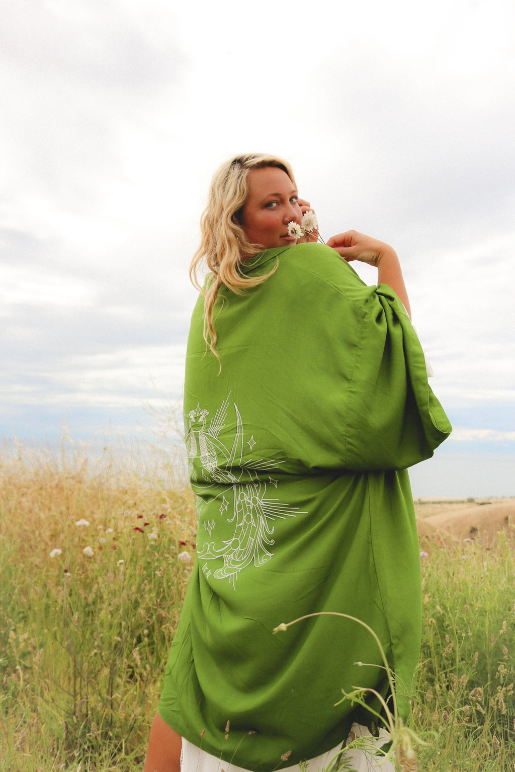 Wandering Stars Green -  Wide Sleeve Robe
