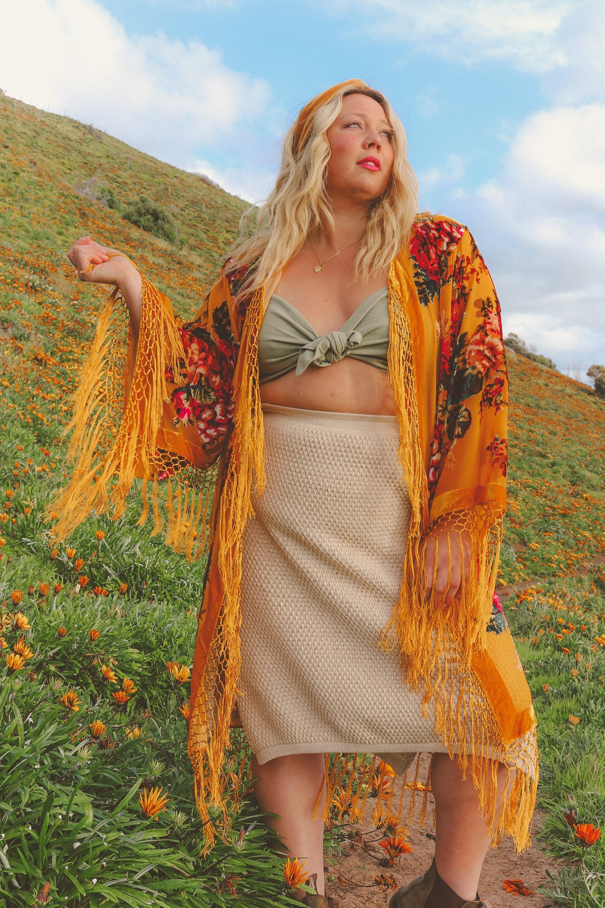 Little Lies Honey Mustard - Wide Sleeve Robe