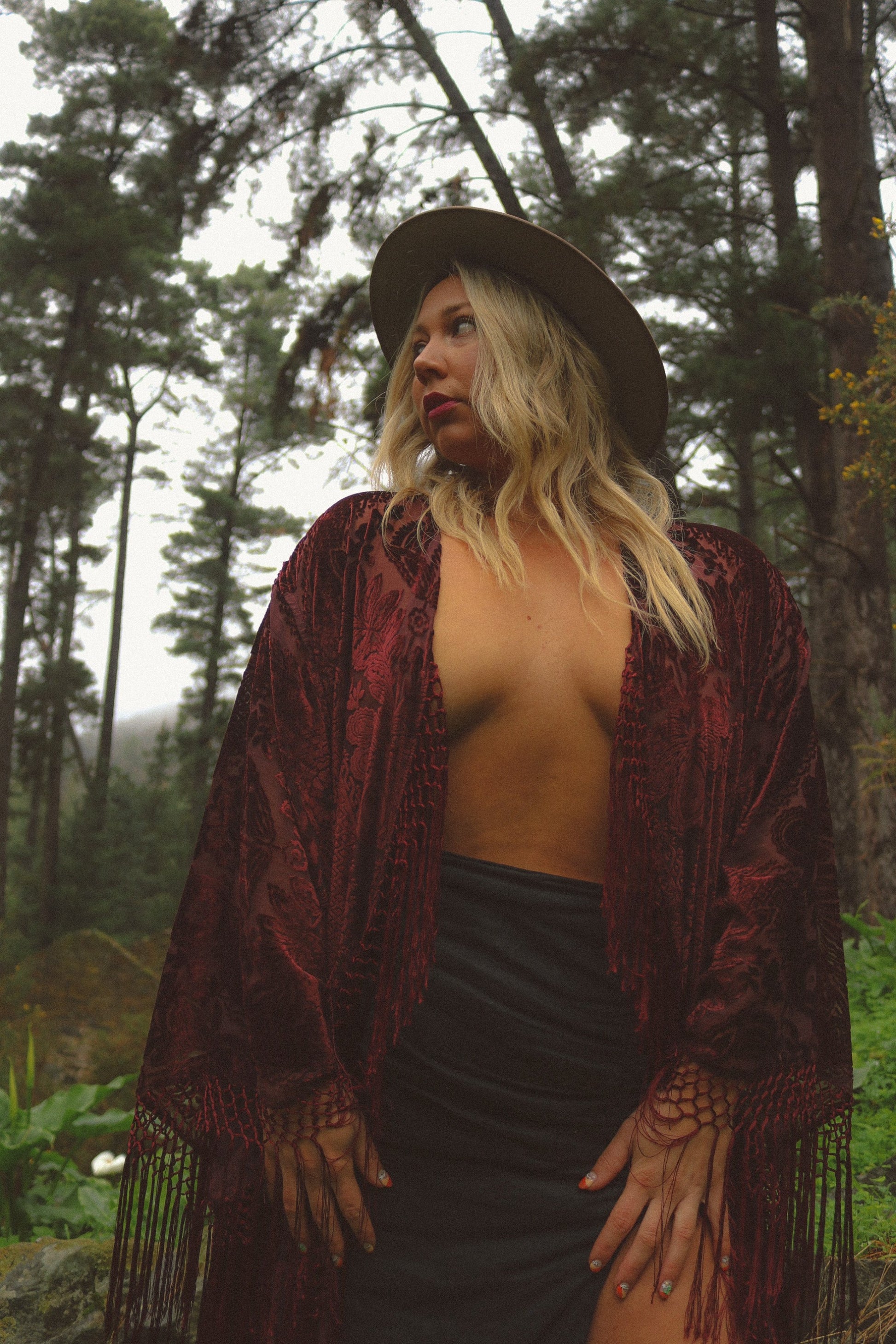 Only Lovers Left - Wide Sleeve Robe in Port