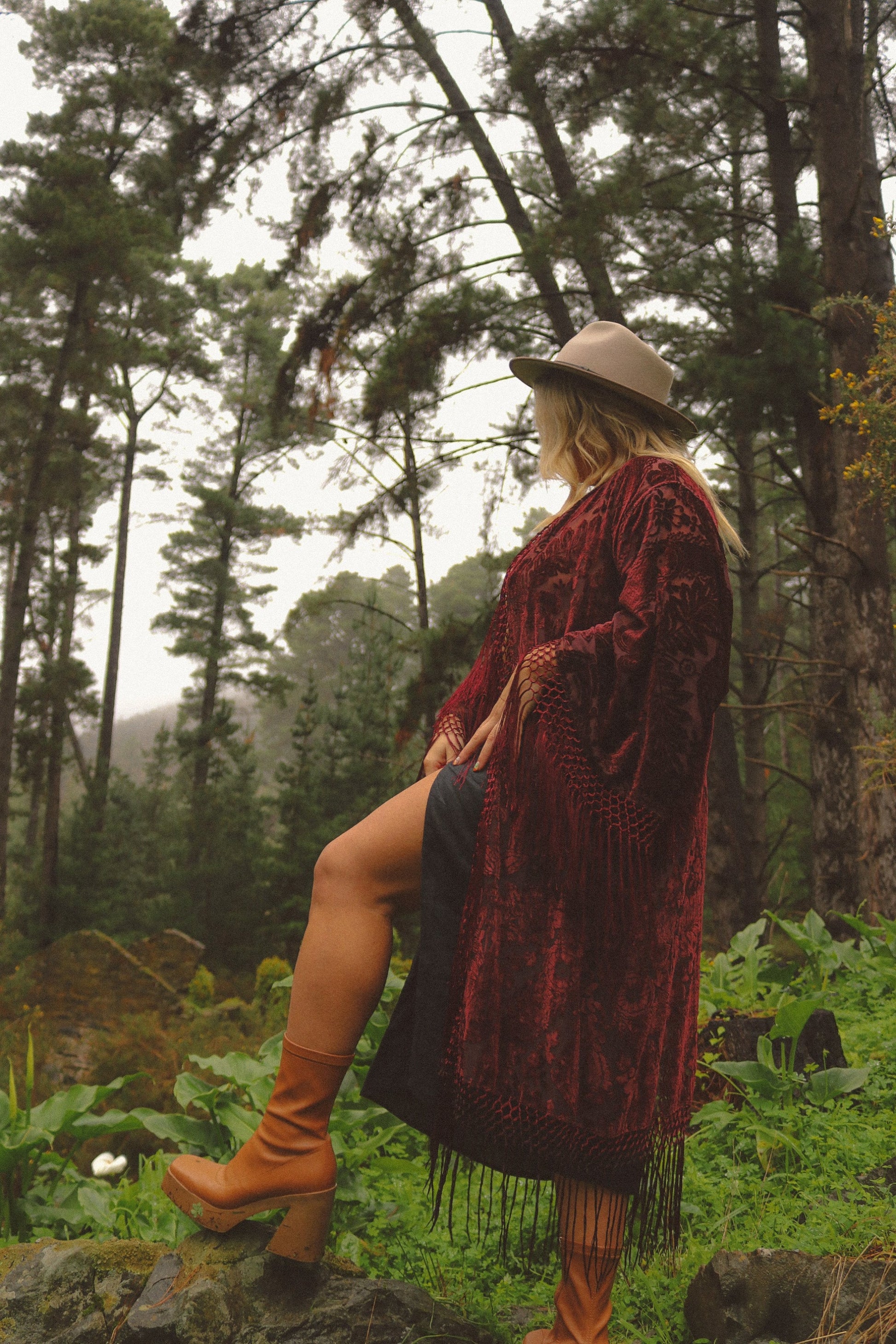 Only Lovers Left - Wide Sleeve Robe in Port