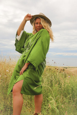 Wandering Stars Green -  Wide Sleeve Robe