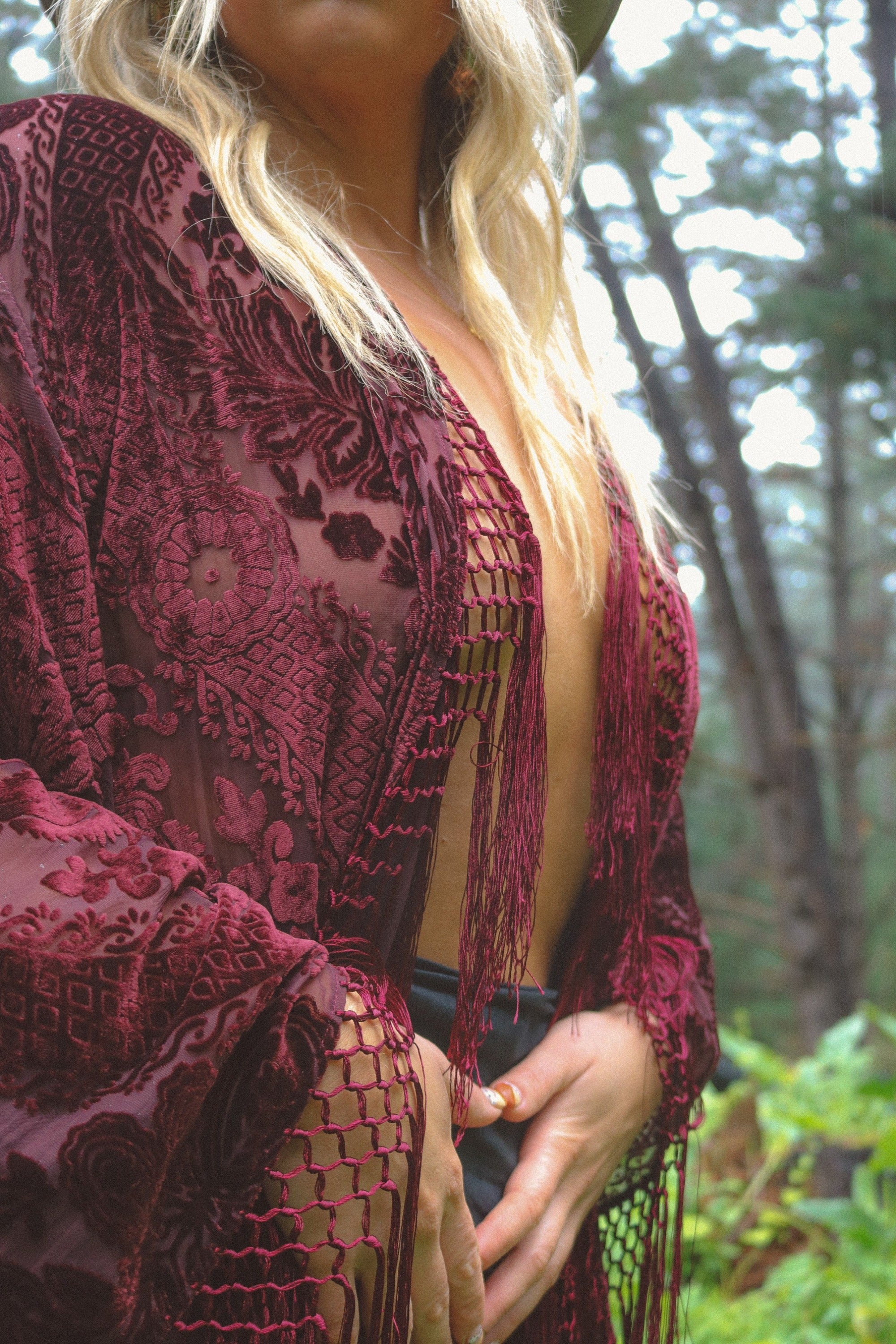 Only Lovers Left - Wide Sleeve Robe in Port