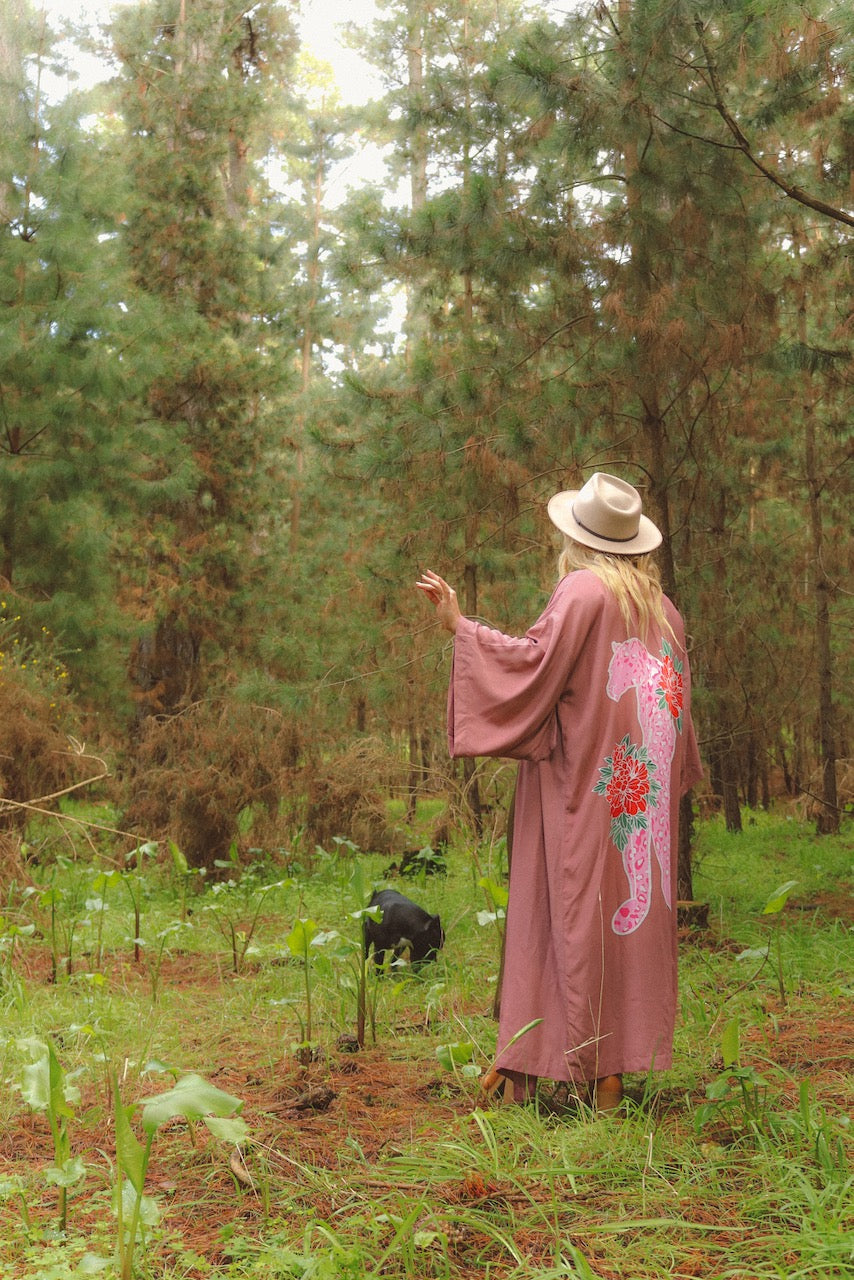 Thunder In Our Hearts Wide Sleeve Robe - Dusty Pink Rose