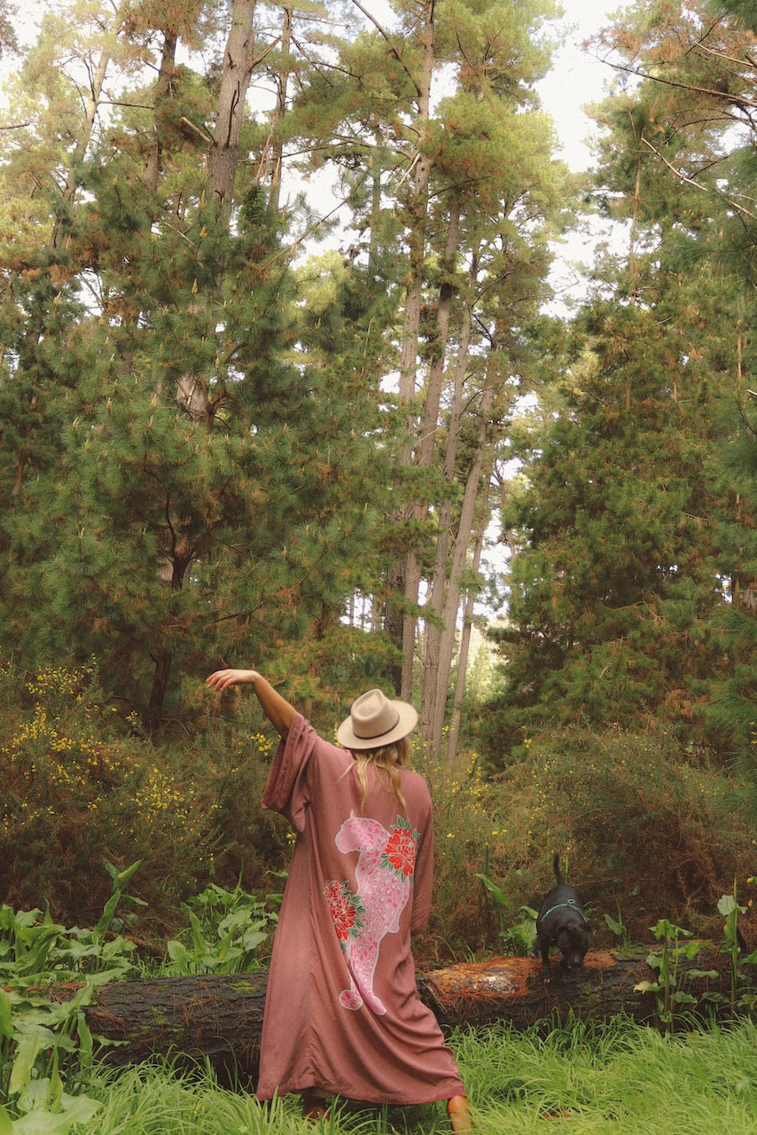 Thunder In Our Hearts Wide Sleeve Robe - Dusty Pink Rose