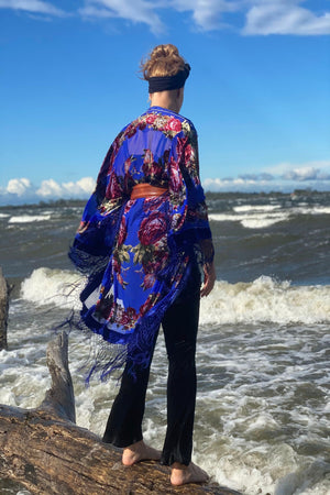 Southern Rose Blue - Wide Sleeve Robe